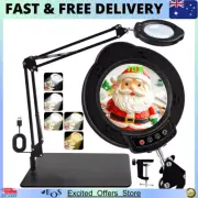 Large 10X Magnifying Glass Desk Lamp with Light and Stand, 2-in-1 Lighted Mag...