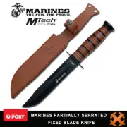 M-tech Marines 12" Bowie Partially Serrated Fixed Blade Hunting Knife Knives