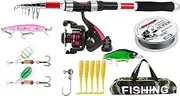 Fishing Combo Set – Complete Rod and Reel Combo with | Complete Tackle Box Set, Fishing Gear Combo, Fishing Tackle, Portable Fishing kit for Beginners & Experienced Anglers