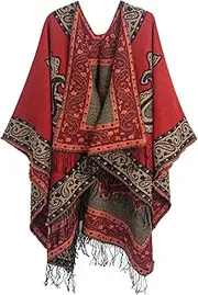 [DiaryLook] Women's Printed Shawl Wrap Fashionable Open Front Poncho Cape