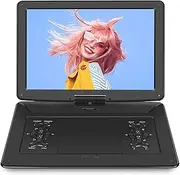 17.9" Portable DVD Players with Large Screen, 15.6" Swivel Screen, 6 Hrs Battery DVD Player Portable with Car Charger and DC Adapter, Support USB/SD Card/Sync TV, Region Free, Black