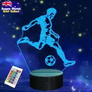 3D Soccer Night Light Optical Illusion Lamp Remote 16 Color Boys Girls Gift