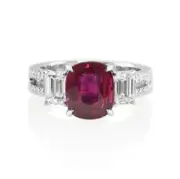 2.50 Ct Oval Natural Ruby Engagement diamond Ring 14K solid white gold
