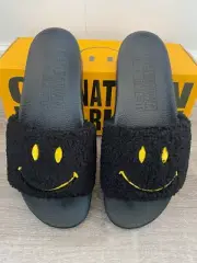 Mens Chinatown Market CTM Smiley Sherpa Slides Black Sandals Size US 12 EUR 46