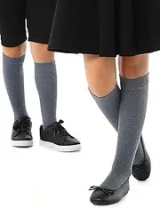 [Hugh Ugoli] Knee High Bamboo Socks for Girls Boys and Toddlers, Solid Color Long School Uniform Socks 3-14 Years Old, 3 Pairs