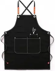 1pcs Canvas Kitchen Aprons for Woman Men Chef Work Apron Aprons with Pockets for Grill Restaurant Bar Shop Cafes Studios Uniform