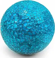 Woration 1 PC Mosaic Glass Decorative Balls Table Centerpieces Orbs Sphere Home Decoration for Living Room Dining & Coffee Wedding Birthday Tray Dish Plate Decor Blue