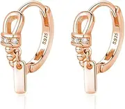 [Reffeer] Solid 925 Sterling Silver Minimalist CZ Hoop Earrings for Women Girls Small Huggie Hoop Earrings Cartilage Helix Hoop Earrings
