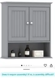 Bathroom Wall Cabinet Over Toilet Storage Cabinet GREY New In Box