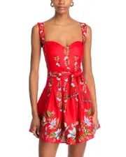 Farm Rio Sweet Bloom Bouquet Red Sleeveless Mini Dress