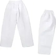 [NAMAZU] Karate Pants for Kids and Adult 7oz Ploy/Cotto Lightweight Student Karate Gi Pants Elastic Waist Martial Arts Pants - White