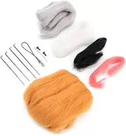 Needle Felting, Doll Needle Felting Needle Felting Starter Kit Animal Doll Shape Craft DIY Handcraft Material Bag (Pig, Shiba Inu) (Rabbit and Shiba Inu) (Cat Shiba Inu)