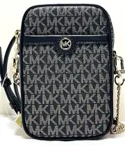 Michael Kors Blaire Small Camera MK Signature Black Gold Multi Crossbody Bag