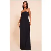 Petite Black Floaty Woven Bandeau Maxi Dress, Black