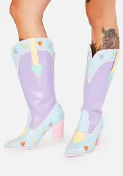 [Y.R.U.] Pastel Heart Space Cowboy Boots