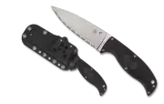 Spyderco Knives Enuff 2 Fixed Blade Knife FB31SBK2 Serrated VG-10 Stainless
