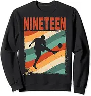 [X.Style] 19th Birthday Retro Soccer 19 Years Old Boy Girl Sweatshirt ds382 Sweater (L) Black