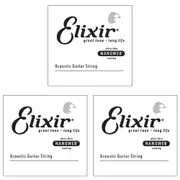 3x Elixir #15122 Acoustic Nanoweb Guitar Music 0.022 Single String 80/20 Bronze