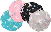 Baluue 4PCS Elastic Bath Caps Adorable Double Layer Disposable Hair Shower Caps for Adults Soft and Lightweight for Makeup Beauty and Bathing Includes Fun Unicorn Designs