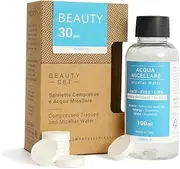Napkin Compressed Makeup Remover Towels with Micellar Water – 30 Biodegradable Viscose Wipes + 100ml Cleanser – Dermatologically Tested, Hypoallergenic & Travel Friendly – Made in Italy