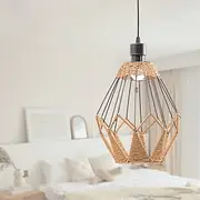 Rattan Lamp Shade Woven Pendant Light Shade Weaved Lighting Chandelier Lamp Cover Ceiling Hanging Light Fixture