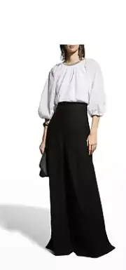 Brunello Cucinelli Monili Trim-Collar Perforated Cotton Peasant Top