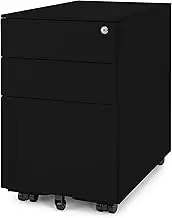 Ergotopia® Rolling Container Black - Lockable Office Container for Desk 60 x 39 x 52 cm (H x W x D) - Office Container with 3 Drawers - Lockable Desk Container