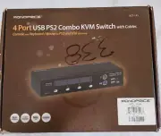 NOS Monoprice KVM Switch 4-Port Combo USB / PS/2 VGA Switch with Cables
