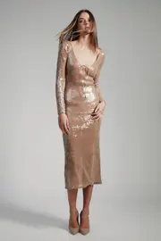 verona sequin maxi dress in nude