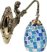 JECOMPRIS Creative Stained Glass Mermaid Wall Lamp Vintage Glass Wall Light Fixture for Bedroom Garden and Decor and Easy Maintenance Enchanting Focal Point