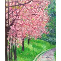 在飛比找momo購物網優惠-【豐財藝術】Cherry blossoms櫻花能量真跡油畫(