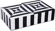 Artwork Craft Black and White Earring Necklace Jewelry Organizer Geometric Pattern Box Collection Storage Decorative Multipurpose Keepsake Gift Box (8x5x2 inches)