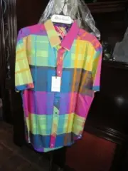 Robert Graham Style Darts Short Sleeve Shirt Size Large