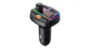 Car Bluetooth 5.3 FM Transmitter, Dual USB 5V 3.1A/1A, Ambient Lighting, Type C