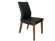 Maya Leather Dining Chair BLACK w Blackwood Leg