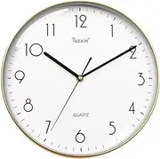 12" Silent Wall Clock - Battery Operated Non-Ticking Quartz, White & Rose Gold Modern Large Digital Round Clock for Home, Office, Bedroom, Classroom