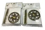ROUND CURTAIN HOLDBACKS Reticulated Ornate Round Antique Gold Set of 2 Pkgs VTG