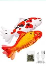 TOOGE 2 Pack 11" Floppy Fish Cat Toys with SilverVine and Catnip for Indoor...