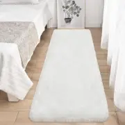 White Runner Rug for Bedroom 2x6 Fluffy Shaggy Rug Soft Plush Fuzzy Area Rug