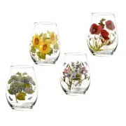 PORTMEIRION, SET OF 4, BOTANIC GARDEN STEMLESS WINE GLASSES, NEW IN BOX