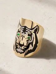 [Diane Kordas] Diane Kordas - Tiger 18-karat Gold, Diamond, Tsavorite And Enamel Ring - 7 7 Gold