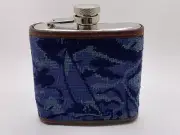 Smathers & Branson Flask Sailboat Needlepoint Embroidered 6 oz. Navy New