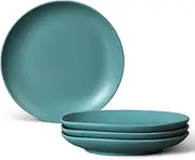 fanquare 10" Green Matte Dinner Plate, Modern Ceramic Dishes Set for 4, Large Porcelain Plates Set, Kitchen Serving Plates, Microwave Safe