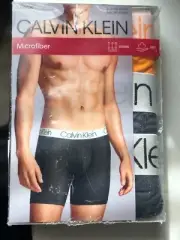 Calvin Klein Men`s Microfiber Boxer Briefs 3-Pack(Orange, Black, Stripped Black)