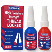 Thread Lock Blue and Red, Threadlocker Medium and High Strength, Thread 10 Mlx2