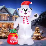 8FT Christmas Inflatable Polar Bear Indoor Outdoor Decorations, Blow up Bear ...