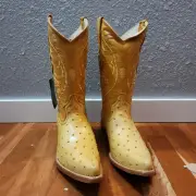 Men Cowboy Pointed Toe Boots Ostrich Print Bota De Avestruz Vaquero Size 8