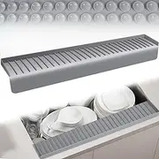 Sink Edge Protectors for Kitchen Sink,Faucet Absorbent Mat, Extended Silicone Sink Mat for Kitchen, Bathroom, Laundry Room, Marble Kitchen Sinks Modern Style 4“ x 30” (Gray)