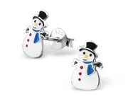 Kids Sterling Silver Snowman Stud Earrings
