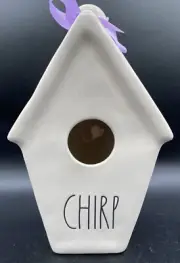 NWT Rae Dunn By Magenta Ceramic “CHIRP” Slant Roof 2 Sided Birdhouse-Bird on Bac